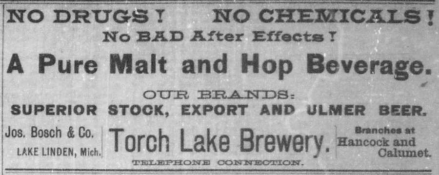 Newspaper ad - <i>Torch Lake Times</i>, 19 Jul 1892